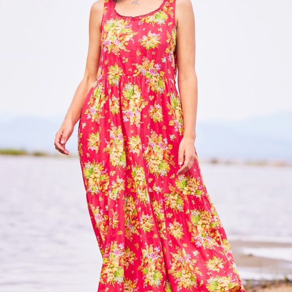 April Cornell Bermuda Dress in Deep Coral, Sz L COTTON - Picture 7 of 7